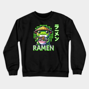 Cute Frog Eating Ramen cute noodles Crewneck Sweatshirt